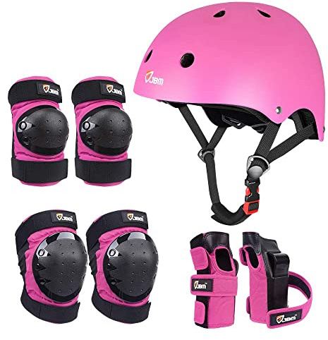 JBM Adult & Kid Skating Protective Gear Set for Beginner to Advanced, Skateboard Helmet Knee and Elbow Pads with Wrist Guards for Inline Roller Skating, Scooter, Skateboarding