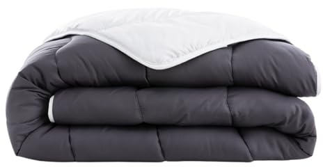 Abeil - Couette Bicolore Blanc et Gris - Chaleur Modérée - Enveloppe Microfibre Douce, Garnissage Polyester 300g/m² - Lavable en Machine - Certifiée Oeko-Tex - 200 x 200 cm