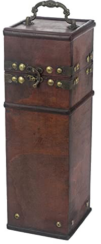 HMF Vintage Deko Geschenkbox mit Deckel aus Holz | für 1 Flasche Wein | Hochformat | Frankreich