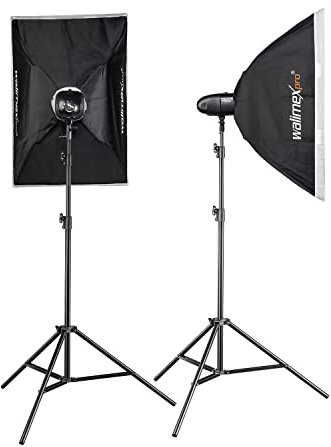 Walimex pro Newcomer 100 Set Double - 100 Ws Blitzleistung, auslösen per Funk 2,4GHz, LED-Einstelllicht, Blitzdauer 1/800-1/1200s, Bowens/walimex pro-Anschluss, ideal für kleine Studios
