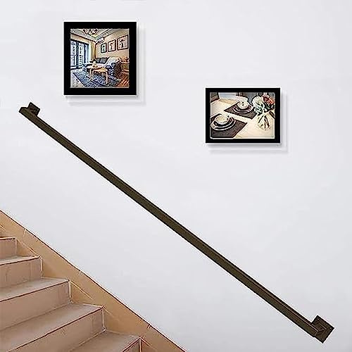 Lonmrrton Black Staircase Handrail, Galvanized Industrial Square Pipe Stair Railing, Indoor Outdoor Wall Mounted Stairs Banister Handrail - Complete Kit (Size : 10ft/300cm)