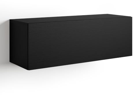 MOBILI FIVER, Unidad de Pared Easy 104 con Puerta hacia Arriba, Color Madera Negra, Aglomerado y Melamina, Armario de Pared para Entrada, Salon, Oficina, Made In Italy