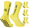 Gohanny Fußballsocken 3 Paar Rutschfeste Fußball Socken, Größen 39-36, Fussball Socken für Damen & Herren - Anti-Rutsch Grip Fußball Socken- Sportsocken Atmungsaktiv, Gelb
