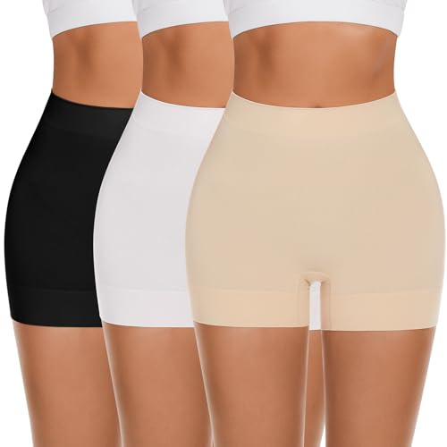 FRESBEIT Slip Shorts for Women Under Dress, Boyshorts Panties Anti Chafing Boyshorts Smooth Shapewear Shorts L