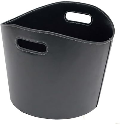 Panier à bûches rond WERKA PRO Ø39xh 31cm Similicuir noir Similicuir noir