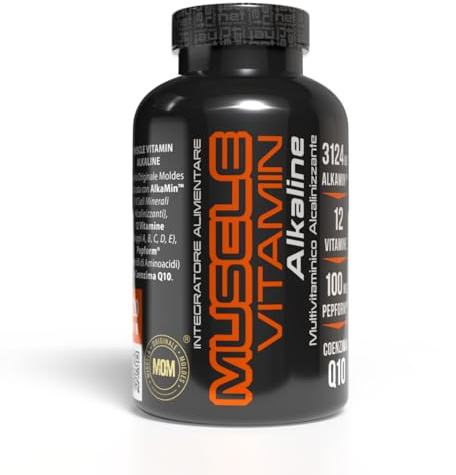 Net Integratori MUSCLE VITAMIN ALKALINE – 120 compresse – Multivitaminico ad Alto Dosaggio con Minerali Alcalinizzanti AlkaMin™ e Glutamina Pepform® – pH Alcalino per Performance e Recupero Muscolare