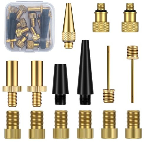 UETSNOR Fahrradventil Adapter Set, Alle Ventiladapter Fahrrad mit Sortierbox, Französisches Ventil Adapter, Autoventil Adapter, Kompressor Ventil Adapter, Luftpumpe Adapter, Ballnadel Ventiladapter