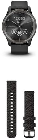 Garmin vívomove Trend, Stylish Hybrid Smartwatch with up to 5 days battery life, Black & Quick Release Band (20 mm) - Black Pepper with Slate