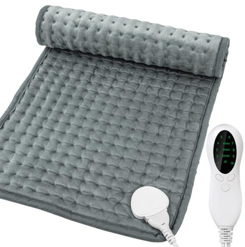 Uplayteck Manta Electrica, 10 Niveles de Temperatura 3 Temporizadores, Almohadilla Electrica Lumbar con Función de Apagado Automático, Franela Suave Lavable a Máquina, 30×60cm