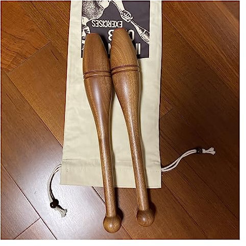 Wooden Indian Clubs Pair for Strength Training Portable Clubbell Gym Equipment for Beginner Office Workers/Drivers Weights Trainer (Size: 325g/0.7lbs Each)