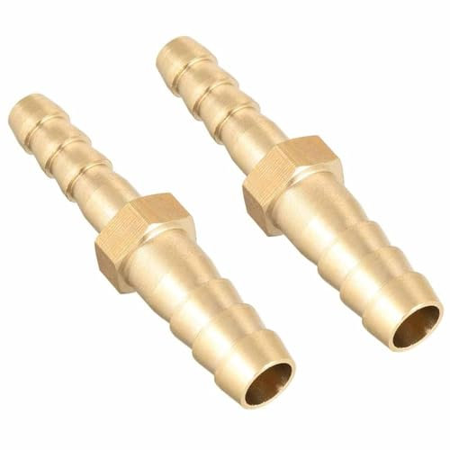 2 Pcs Straight Brass Barb Fitting Reducer, Fit Hose ID 8mm to 6mm, Brass Reducer Fittings Straight Connector