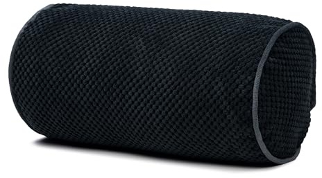 Gözze - Kissenrolle Sven, Nackenrolle in genoppter Optik mit Keder, Dekorative Rolle mit Reißverschluss, 40 x 20 cm - Schwarz