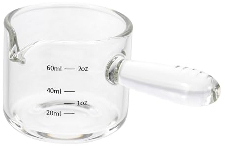 Warmhm Bicchiere Espresso in Vetro Trasparente con Manico in Antiscottatura Misurino Latte Puntato e Facile da per Caffè e Cucina