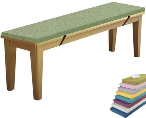 Cojín para banco de interior, 190 x 40 x 5 cm, cojín de lino verde hierba para ventana de bahía y comedor, 5 cm de grosor, respaldo antideslizante, cojín rectangular de repuesto para muebles del hogar