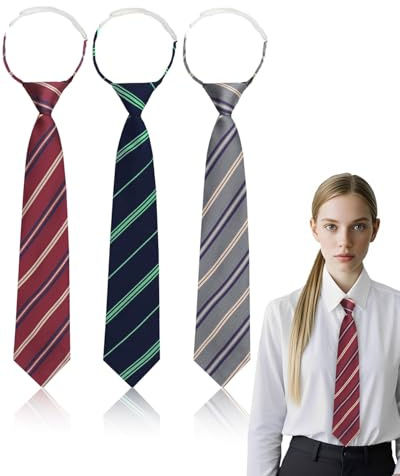 SOVYTH 3 pcs Cravatta a righe,cravatte lunghe, cravatte JK,Mago Costume Cravatta,cravatta donna,cravatte regolabili, adatte a feste di laurea per ragazze, affari, matrimoni
