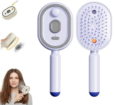 Cepillo eléctrico de vapor, plancha de pelo de vapor recargable con spray, peine desenredante antiestático 3 en 1 y masaje con cojín de aire, herramienta portátil inalámbrica para alisar