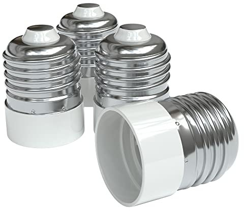 EAZY CASE 4X Lampensockel Adapter - Konverter für E27 Fassung auf E14 Lampenadapter für LED-/Halogen- und Energiesparlampen Sockeladapter, Weiß