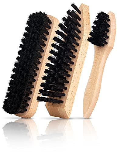 TIMELEOS Schuhputzset Schuhbürsten Set Bürstenset im 3er Set aus hochwertigen Naturborsten ideal für Glattleder, Schuhbürste Schuhputzbürste Tiegelbürste Cremebürste Glanzbürste Polierbürste