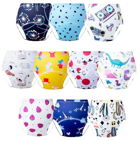 JackLoveBriefs Töpfchen-Trainingshose Töpfchentraining trainingsunterhose Kinder 2-3 Jahre(10 Stück,Farbe: Mehrfarbig, Gr.90)