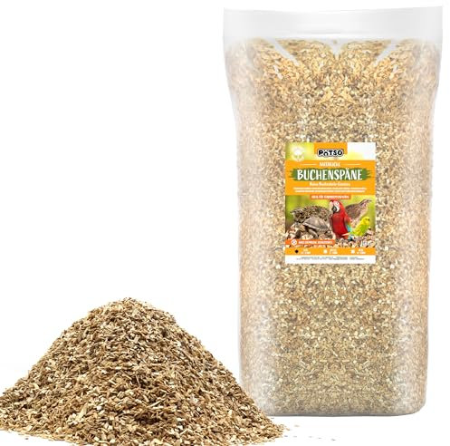 PÄTSO 15kg Buchenspäne Einstreu für Terrarium, Stall, Voliere - FEIN MITTEL GROB - Natürliche Buchenhack geeignet für Reptilien, Nager, Vögel (FEIN 2,5-3,5mm)