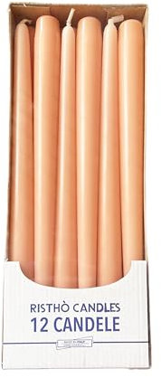 Velas cónicas, rosa melocotón, diámetro 2,2 cm, altura 30 cm, 12 unidades