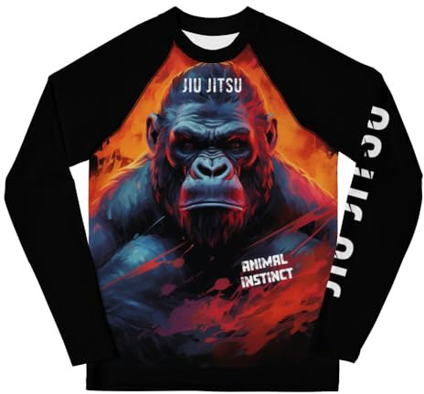 Youth Boys No Gi Jiu Jitsu Rash Guard - Ape Man - BJJ, Wrestling White