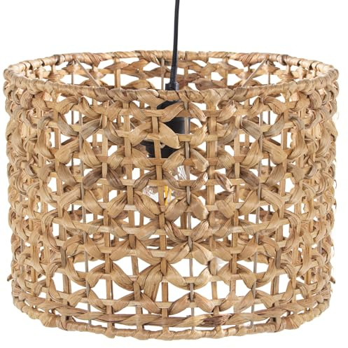 LÁMPARA TECHO METAL/MIMBRE +91197, 1XE27 MAX40W NO INCLUIDA_°31X21CM, CABLE:80CM
