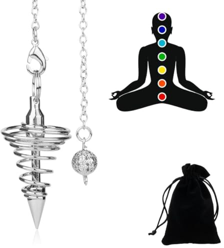 CJQRL Argent Pendule Divinatoire, Pendule De Thot, Pendule Égyptien, Pendule Radiesthesie, pour la radiesthésie, Pendule Chakra Reiki Divination Méditation(6)