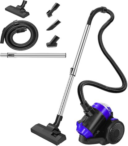 AUTOFU Bagless Cylinder Vacuum Cleaner, 1000w High Power Motor, Compact and Lightweight, Cyclonic Vacuum and Carpet Cleaner with 4 Nozzle Head & Auto-coiling Function for All Floors and Carpets