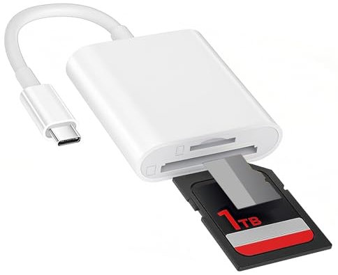 USB C SD Card Reader,Camera Card Viewer Reader SD Card Reader Adapter,SD to USB Type C OTG Adapter Compatible with iPhone 15/ Pro Max/Pro/Plus, iPad Pro, MacBook Pro/Air etc(white）