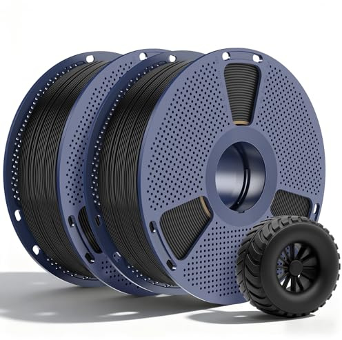 SUNLU 2KG TPU Stampa Filamento 3D 1.75mm,TPU 95A di Qualità Industriale,Resistente all'usura, Flessibile, Elevata Elasticità, Facile Da Stampare, Precisione ±0,03mm,1KG, 2 Bobine Nero