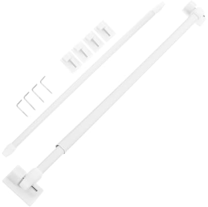 Gatuida 2 Piezas Barra de Cortina Extensible Ajustable de Plástico con Gancho Autoadhesivo Unidades Pequeñas Fácil Instalación para Visillos Ventanas y Salones