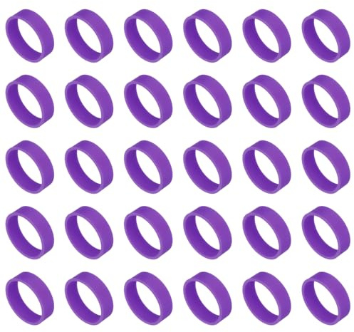 QUARKZMAN 30Pcs Bandes En Caoutchouc En Silicone, 20mm/0.8Pouce Anneaux En Caoutchouc Atsalissures Cables Bandes Elastiques Fortes Bandes Anti-Derapantes Pour Enveloppement Cordon, Violet
