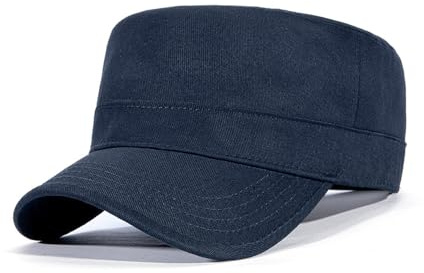 M,XL, XXL Military Hat, Big Head 22-25 Cadet Army Cap for Men, Solid Cotton Flat Top Cap for Outdoor (UK, Alpha, XXL, Navy Blue)