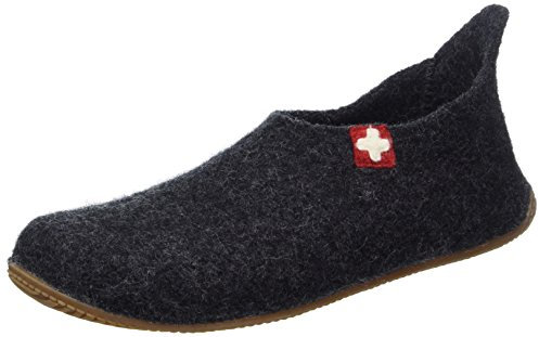 Living Kitzbühel Unisex Slipper Schweizer Kreuz Kaser Hausschuhe, Grau (Anthra), 48 EU