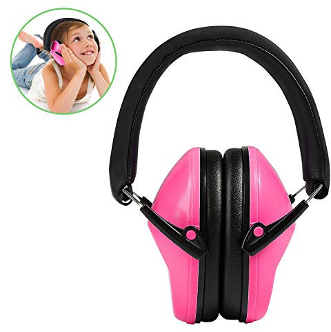 Ballery Casque Anti Bruit Enfant, NRR 25dB / SNR 29dB Casque Pliable Réglable Bouchon D'oreille pour Dormir, Étudier, Voyager, Jouer, Travailler - Rose
