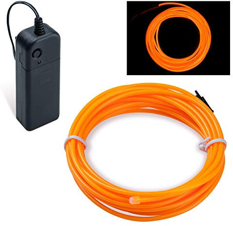 COVVY Cable LED Tira de Luces de Neon Flexible de Alimentado 3 Modos de Funcionamiento, Decoración de Coche, Fiestas, Disfraz de Carnaval (Amarillo, 5M)