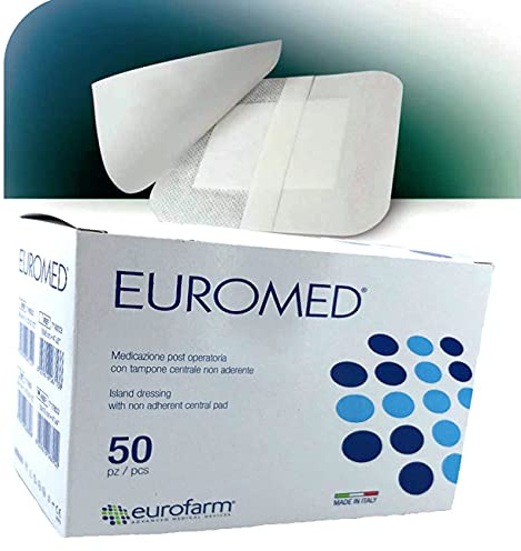 Euromed –3 1/7 x 6 in - Post-Operative Adhesive Island Wound Dressing,Absorbent Central Pad,Safe and Secure Fixation,High Adaptability(50 Pcs per Box)