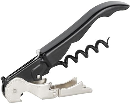 PULLTAP'S GENUINE Slider 900 Negro - Sacacorchos de camarero para uso profesional - Fabricado en España - Incluye doble palanca articulada, navaja cortacápsulas tipo cúter y abrebotellas