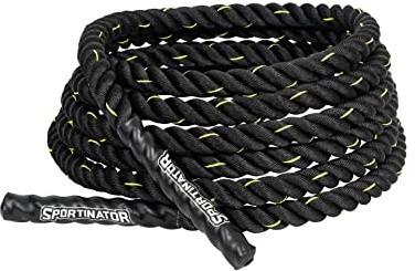 SPORTINATOR® Fitness Battle Rope 9 m langes und 7 kg schweres Trainingsseil, mit Kunststoff umwickelten Enden als Griffe. Perfekt für Koordinations- und Ausdauertraining. Für Damen und Herren