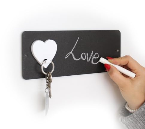 KalaMitica - Magnettafel, Kreidetafel, kleine magnetische Wandtafel aus Stahl, beschreibbar mit Kreide und abwischbar, Pinnwand für Magnete - Schwarz Anthrazit, 9x24 cm