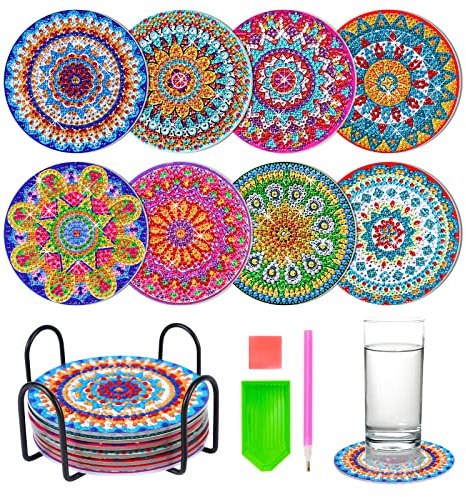 Dream Fun Diamant Painting Kit für Erwachsene Kinder, Mandala Basteln Mädchen 8-12 Jahre Kinder Geburtsgeschenke Frauen Teenager 9 10 11 12 Jahre Bastelset Diamant Malerei Untersetzer