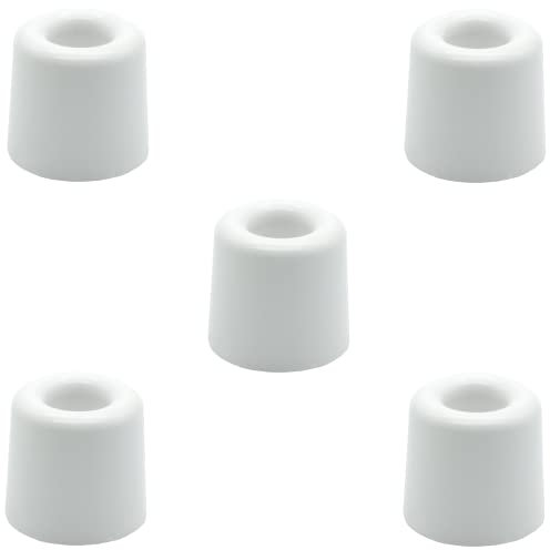 Set di 5 fermaporta da pavimento, Ø 30 mm x 30 mm, di colore bianco, con viti, per porta