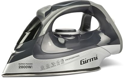 Girmi ST63 Ferro da Stiro a Vapore; 2800 Watt, Regolazione Temperatura, Colpo Vapore 150 g/min, Funzione Anti-Calcare, 400cc, 91 Microfori in piastra INOX, Grigio