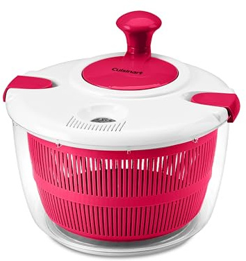 Cuisinart Large Salad Spinner- Wash, Spin & Dry Salad Greens, Fruits & Vegetables, 5qt, CTG-00-SASR Red