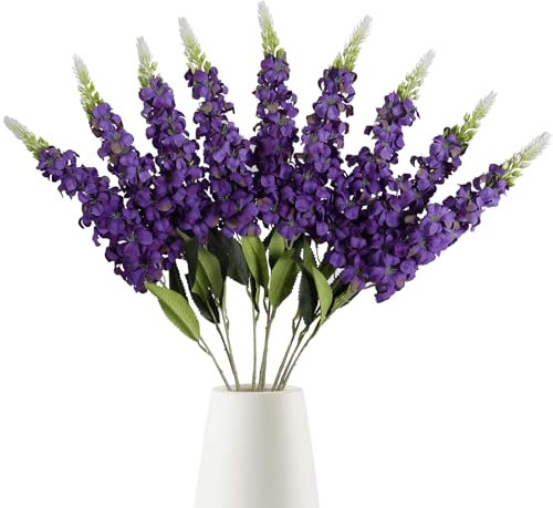 IPOPU Künstliche Blumen mit Löwenmaul, Kunstblumen aus Seide, langer Stiel, Hyazinthen, künstliche Blumen für Hochzeit, Zuhause, Outdoor, Blumenarrangements, Tafelaufsätze, Tischdekoration, Violett, 8