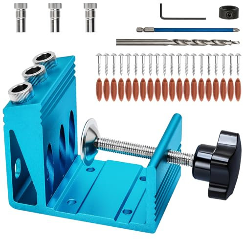 Pocket Hole Jig Kit All-in-One System 3 Drill Guide Joint Angle Tool Dowel Drill Joinery Screw Kit DIY Woodworking Tools Carpentry Locator