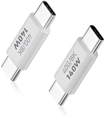Duttek USB C Stecker auf Stecker Adapter für Thunderbolt 4/3, 40G USB C Male to Male Adapter Unterstützung PD 140W, 8K@60Hz für MacBook Pro/Air, Laptop, Handys und mehr Type C Geräte (2 Stück)