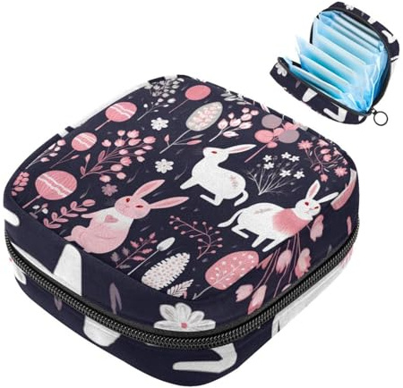 Sanitary Napkin Storage Bag,Period Bag,Pad Bag,Bunny Rabbit Pink Easter,Period Pouch