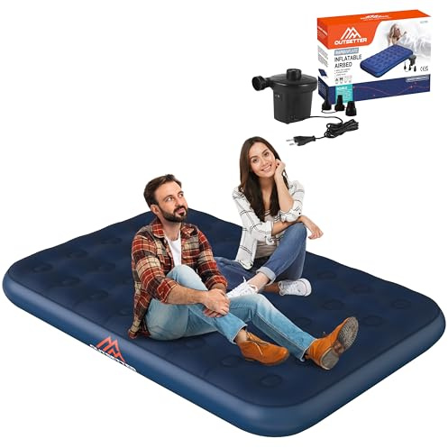 Vivo Technologies Airbed with AC Pump, Waterproof Blow Up Bed, Quick Inflatable Air Mattress for Travel and Camping, Double Size